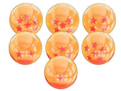 Orange Decorative Ornament Set With Red Stars For Home Decorative 3d model