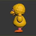 Yellow Honeycomb Textured Chicken Toy With Blue Eyes Pink Feet And Open Arms