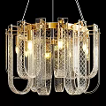 Modern Luxury Curved Chandelier With Gold Frame And Transparent Crystal Glass Elements