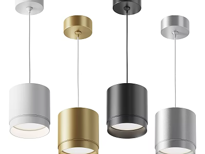 Modern Cylindrical Pendant Lights in Gold Silver Black White Hanging Design 3d model
