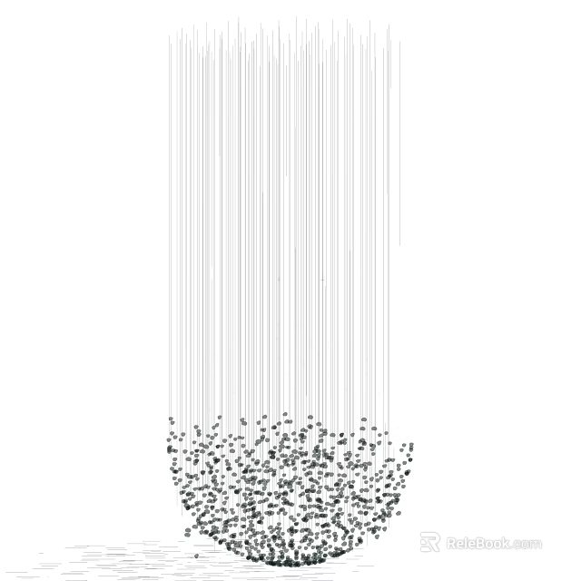 Modern Linear Chandelier Design With Hanging Lines And Dense Bottom Details 3d model