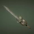 Ancient Bronze Weapon With Carved Blade And Decorative Hilt Design