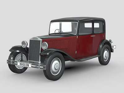 Vintage Red And Black Classic Car With Retro Design And Old Fashioned Style 3d model