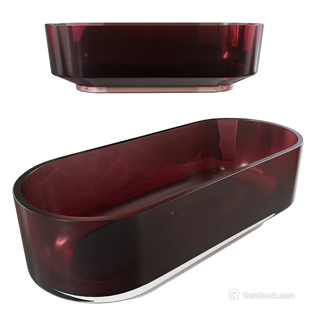 Modern Red Transparent Bathtub Interior Design With Sleek Shape And Smooth Surface 3d model 