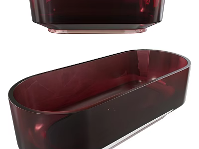 Modern Red Transparent Bathtub Interior Design With Sleek Shape And Smooth Surface 3d model