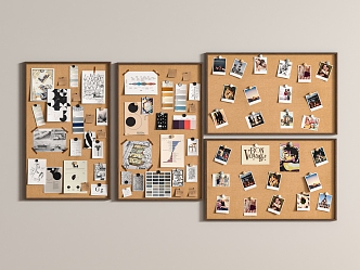 Modern photo wall photo sticky board square 3d model