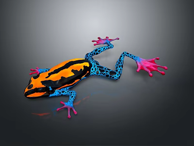 Vibrant Reptile With Orange Blue And Pink Patterned Body On Dark Background 3d model