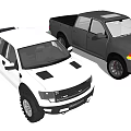 White And Black Pickup Trucks With Modern Front Grille And Alloy Wheels Exterior View