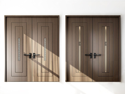 New Chinese Double Door 3d model