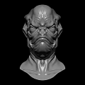 Fierce Game Film Character 3D Head Model With Detailed Facial Features And Strong Jawline