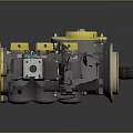 Industrial Mechanical Equipment Featuring Metal Construction Yellow Top Cover And Multiple Interfaces 3d model