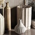 Modern Minimalist Decorative Ornament Collection With Vases Dried Pampas And Neutral Shelf