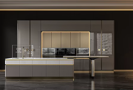 Modern Light Luxury Cabinet Modern Kitchen Paint Cabinet Kitchen Island Table 3d model