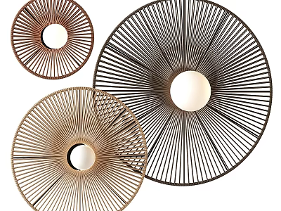 Modern Circular Wall Lamps With Radial Lines Design And Metal Frame 3d model