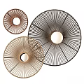 Modern Circular Wall Lamps With Radial Lines Design And Metal Frame