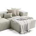 Modern Multi Seater Fabric Sofa With Plush Pillows And Cozy Throw Blanket