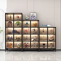 Modern Display Cabinet With LED Lighting Showcasing Action Figures Toys Robots And Model Vehicles 3d model