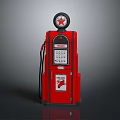 Vintage Red Gas Pump With Retro Design Analog Display And Fuel Hose