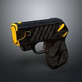 Modern Black and Yellow Tactical Pistol with Ergonomic Textured Grip Design