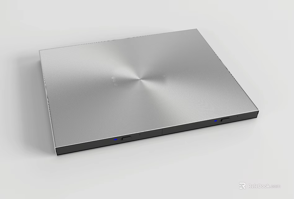 Silver Square Electronic Device With Ripple Textured Surface Black Border And Blue Indicators 3d model 
