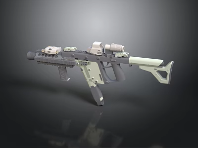 Modern Tactical Rifle With Dual Optical Scopes Gray White Finish Ergonomic Grip 3d model