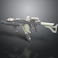 Modern Tactical Rifle With Dual Optical Scopes Gray White Finish Ergonomic Grip