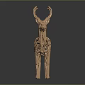 Golden Geometric Deer Decorative Ornament with Polygonal Structure for Home Decor Set