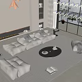 Modern sofa coffee table combination home 3d model