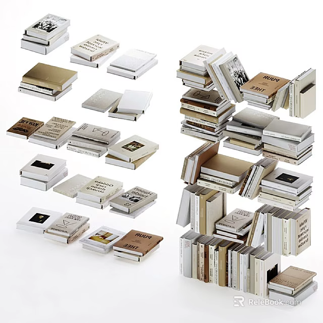 Diverse Stacked Books And Magazines Collection With Various Sizes And Covers 3d model 