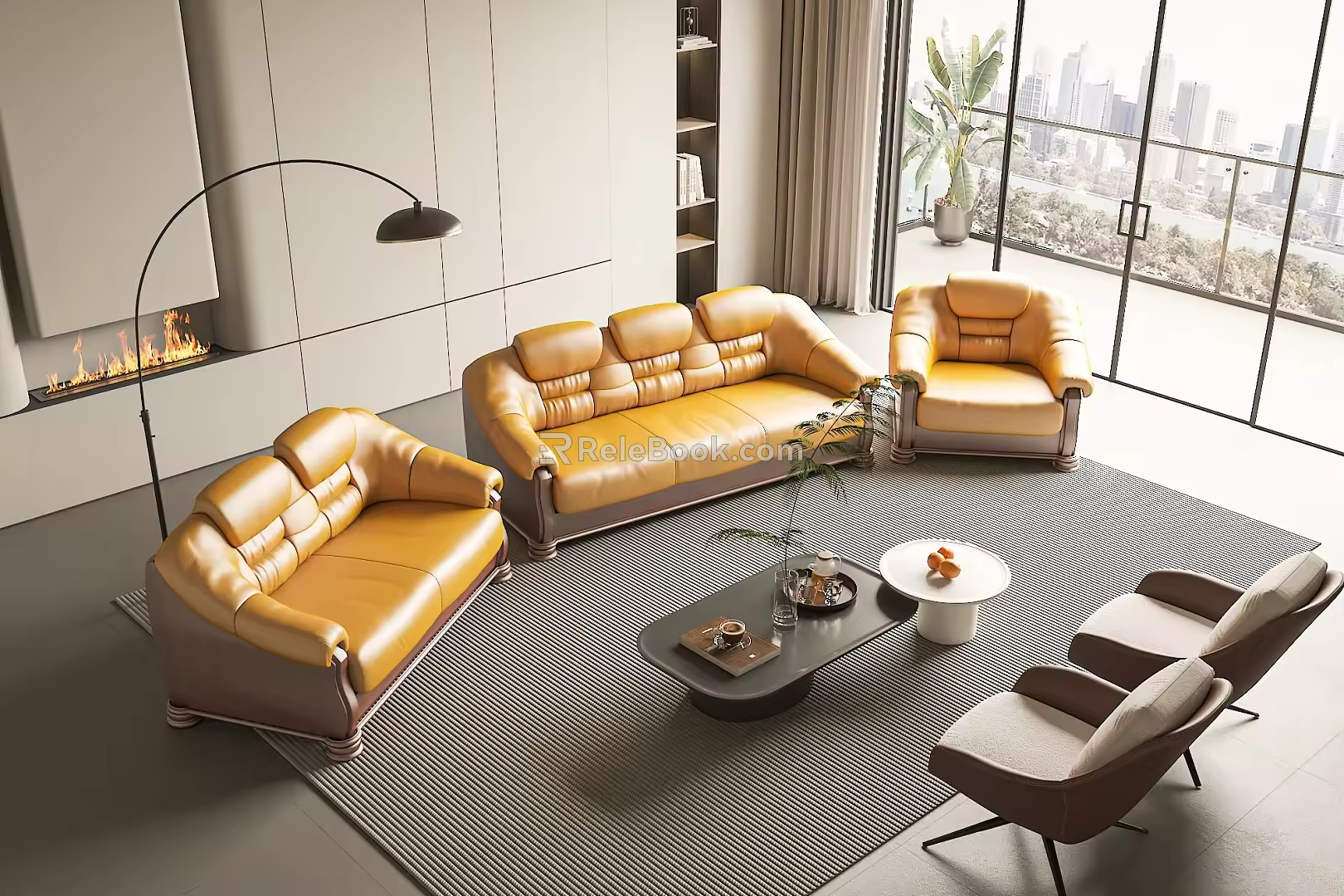 Modern Sofa Coffee Table Combination Sofa Coffee Table Dining Table Desk Seat Ornaments 3d model
