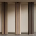 Three Modern Wooden And Dark Colored Columns In Minimalist Interior Design