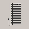 Modern Black Electric Towel Rail With Digital Display Temperature 25℃ Mounted On Light Wall