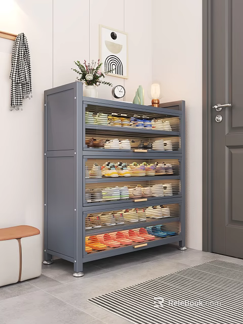 Modern Large Capacity Entryway Shoe Cabinet With Transparent Flip Doors For Tidy Home Shoe Organization 3d model 