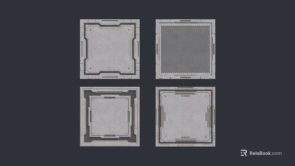 Modern Square Air Conditioner Vents With Different Grid Patterns And Frames 3d model