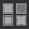 Modern Square Air Conditioner Vents With Different Grid Patterns And Frames 3d model