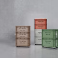 Multi Colored Stacked Crates With Third Class Text in Brown Red and Green Hues 3d model