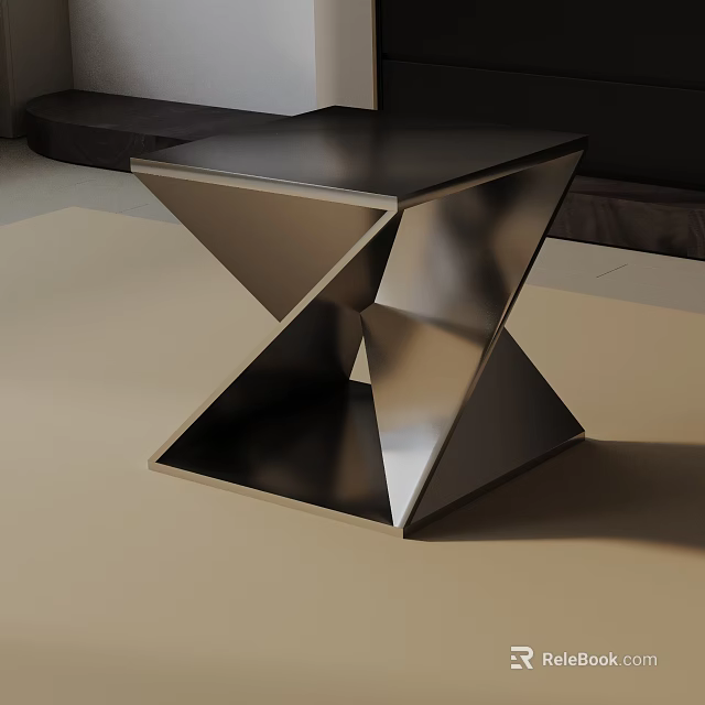 Modern Metallic Side Table With Geometric Structure And Shiny Finish 3d model