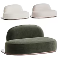 Modern Rounded Sectional Sofa Available in White Beige Green Upholstery with Curved Design