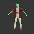 Medieval Style Character Wearing Green Coat White Pants With Belt And Green Hat
