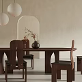 Modern Minimalist Dining Table Set with Oval Wooden Table Four Chairs and Pendant Lights Decor