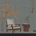New Chinese Style Single Sofa Chair Side Combination 3d model