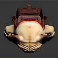 Pug 3D Model With Anthropomorphic Design Red Collar Harness And Black Gloves On Paws
