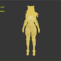 3D Fantasy Character With Cat Ears Blonde Long Hair Silver Armor And White Top