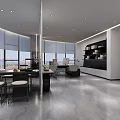 Modern Office Interior Design With Open Layout Large Windows And Sea View