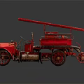 Vintage Red Fire Truck With Extended Ladder And Classic Wheels Design
