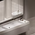 Modern Bathroom Interior Design With Double Toilets Glass Shower And Marble Countertop
