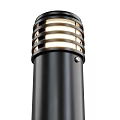 Modern Black Outdoor Light With Cylindrical Design And Striped Top