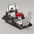 Racing Simulator Amusement Equipment with Red Steering Wheel Comfortable Seat and Display Screen
