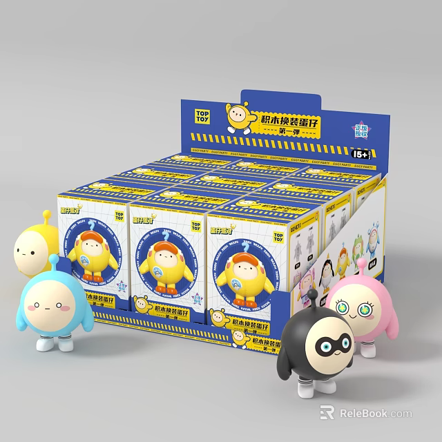 Colorful Plush Dolls With Display Box And Various Cute Designs For Collection 3d model 