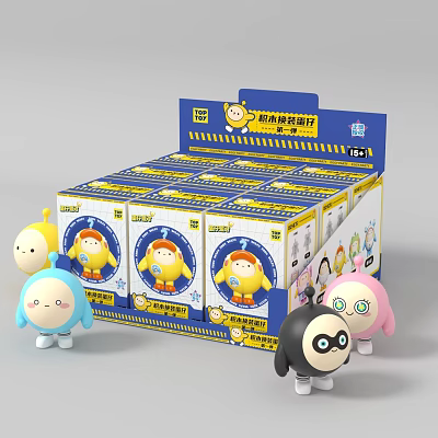 Colorful Plush Dolls With Display Box And Various Cute Designs For Collection 3d model